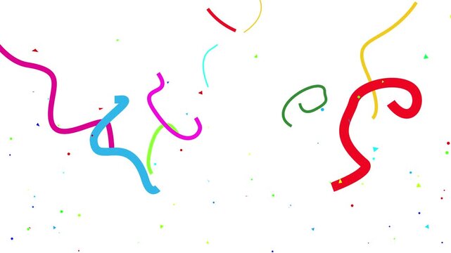 Multicolor Confetti Explosion, 2D animation of exploding confetti on White Screen, Vibrant colorful confetti falling effects in celebration scene, Colorful Confetti  with Ribon Celebration Falling