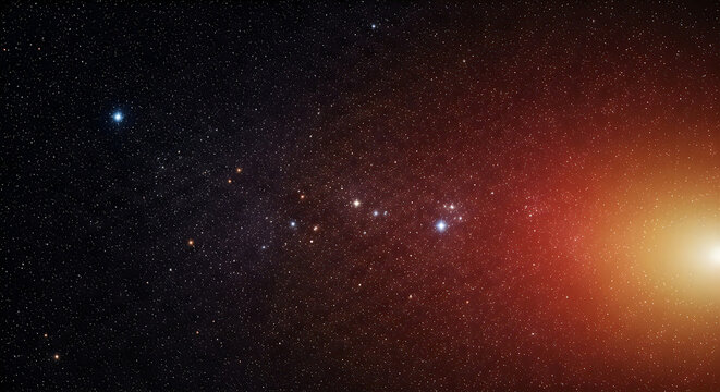Vibrant deep space nebula with glowing cosmic dust and star clusters in colorful interstellar cloud