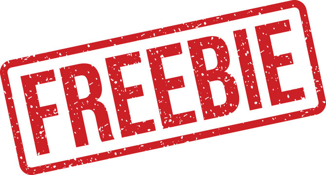 A prominent red stamp displays the word FREEBIE on a clear white background with a noticeable grunge texture