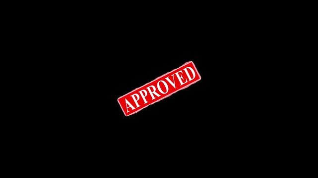Red 'APPROVED' rubber stamp appears and disappears quickly against a black background, motion graphics clip,approved stamp sign, promotion template, design element, 4k