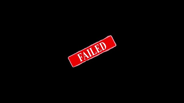failed stamp motion video on black background in neon red light 4k footage,failed rubber stump animation. failed animated rubber stamp .failed rubber video motion animation.