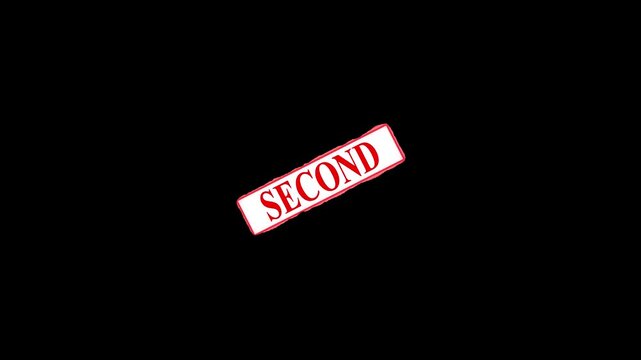  second place approval sign on black background, neon second sign glowing in dark slow motion countdown timer video footage