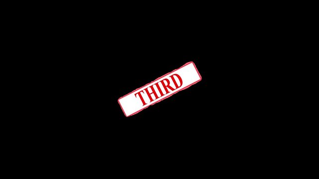  third place approval sign on black background , Neon third place podium sign glowing in dark motion video footage 4k