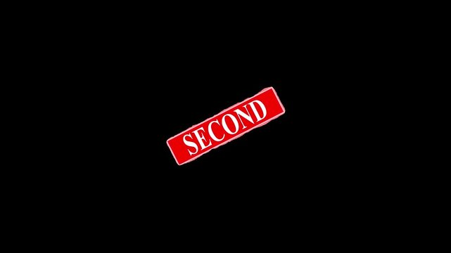  second place approval sign on black background, Red second countdown timer ticking on black background 4k motion footage
