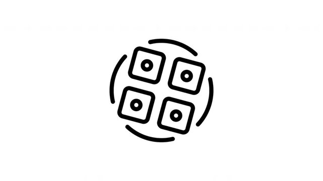 Four diamond shapes with dots in circles. Abstract geometric design perfect for branding, logos, backgrounds, and decorative elements in various design projects.
