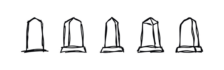 Obraz premium Hand-drawn Obelisk Monuments and Towers Doodle Icons