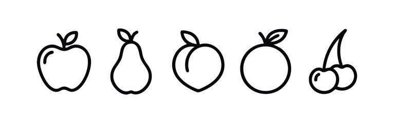 Assorted Fresh Fruits Line Art Icons Set © liubomir118809