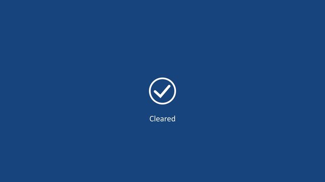 White check mark icon with payment successful text animation on blue background.Tick mark done icon complete accept with payment successfully. Motion graphics of verified concept