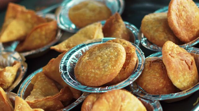 Crispy Indian Kachori Snack Served Hot with Chutney