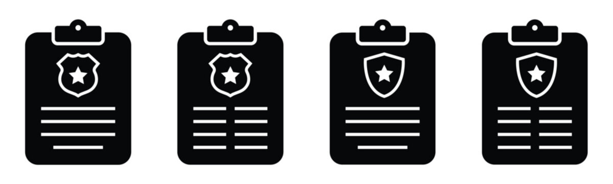 Police document file text icon, vector illustration