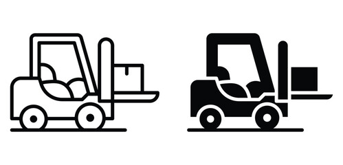 Fototapeta premium Outline and Filled Forklift Icons for Industrial and Warehouse Use