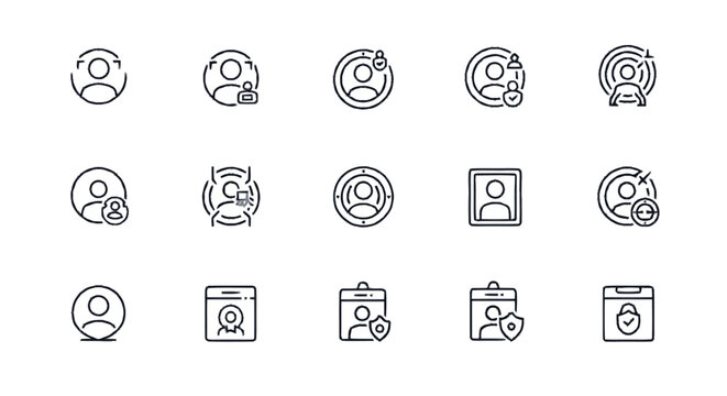 Set of User Profile Icons with Security Features.