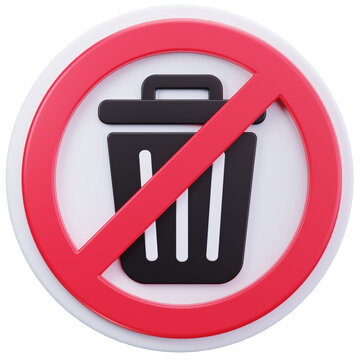 No Trash Delete Blocked 3D Illustrations