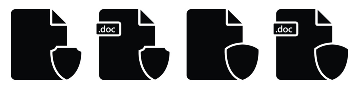 Document shield file text icon, vector illustration