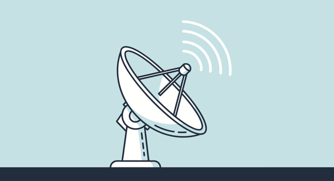 National Space Day illustration of a large satellite dish on a plain