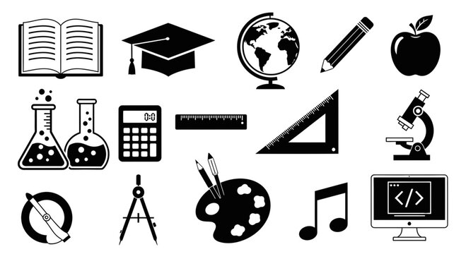education icons, school symbols