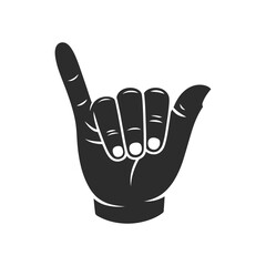 Obraz premium A black and white illustration of a hand making the shaka sign