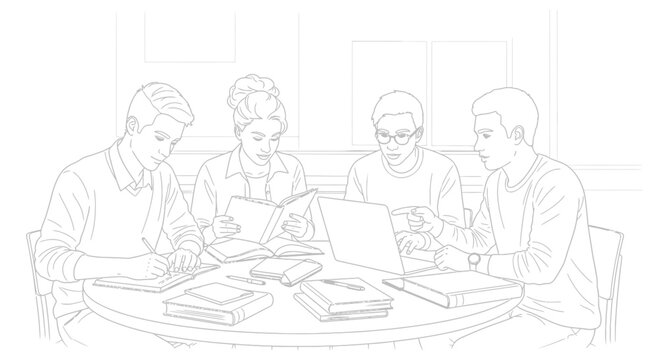 group of students studying together