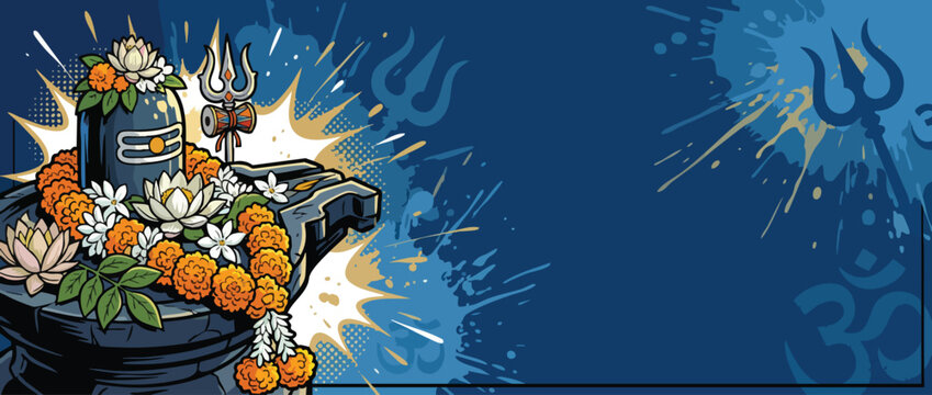 Shivaratri Sacred Floral Offerings with Soft Comic Burst Accents