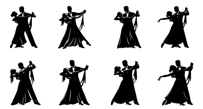 couples in various waltz dance positions