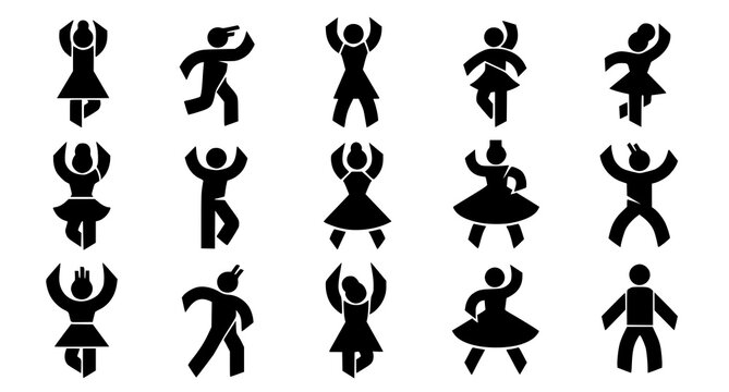 a group of people dancing in various poses