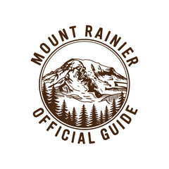 Fototapeta premium Mount Rainier official guide emblem a vintage style illustration