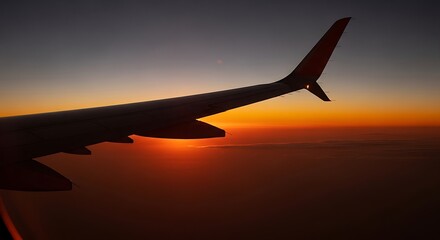 Fototapeta premium airplane in the sunset