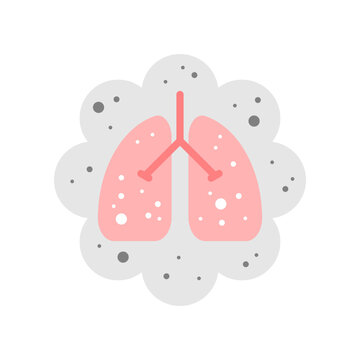 Lung with partical pm2.5 air pollution icon flat vector design
