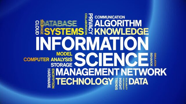 information science animated word cloud-text design animation tag kinetic typography seamless loop.