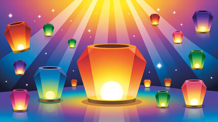 Celebration of International Day of Light, vibrant beams of sunlight streaming through abstract prisms