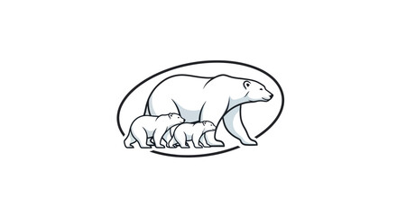 Polar bear family illustration, mother and cubs, arctic wildlife, clean vector art © wati