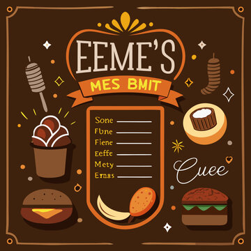 Vintage style eeme's mes bmit menu a delightful culinary illustration