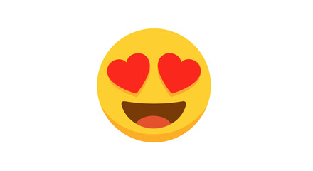 Yellow emoji with heart eyes and open mouth, expressing love and happiness © wati