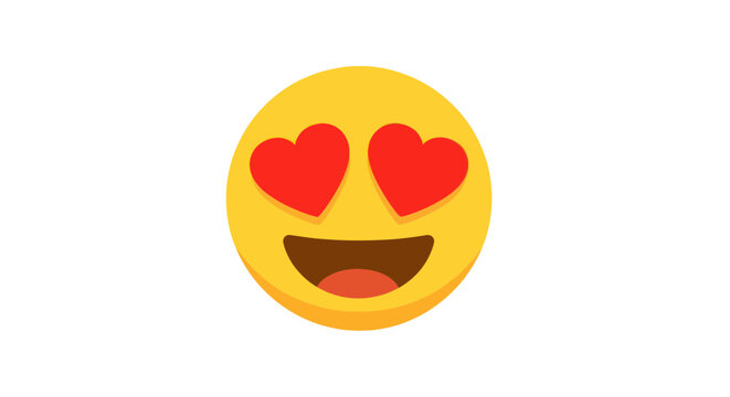 Yellow emoji with heart eyes and open mouth, expressing love and happiness