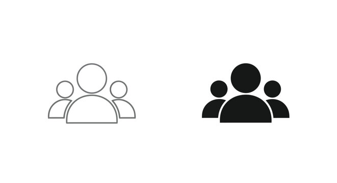 Minimalist vector graphic illustration showing group of people icons for user interface design website projects