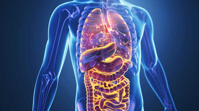 3d illustration of human body digestive system
