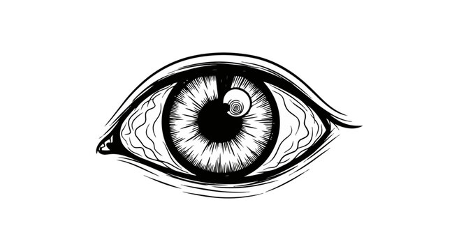 Graphic illustration of human eye with veins and pupil