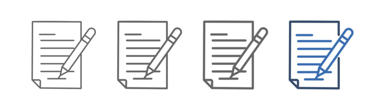 
outline icon set letter with paper and pen design