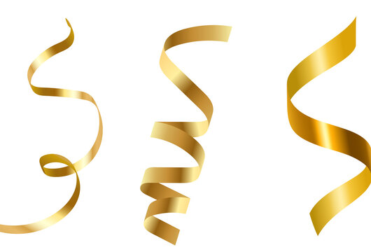 Golden Ribbon Png Gold ribbon banner, shiny blank decor element template for congratulation text, caption Gold ribbon satin bow curly scroll png isolated on transparent background for  birthday 