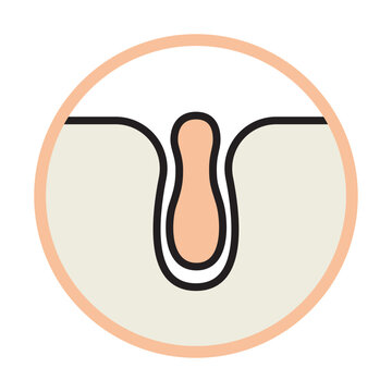 毛穴の汚れ・皮脂詰まりを表す断面アイコン（スキンケア）