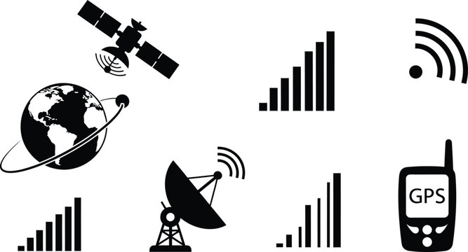 Satellite Navigation System with GPS Device and Signal Bars
