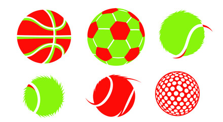 Fototapeta premium Collection of Colorful Sports Balls: Basketball, Soccer, Tennis, Golf