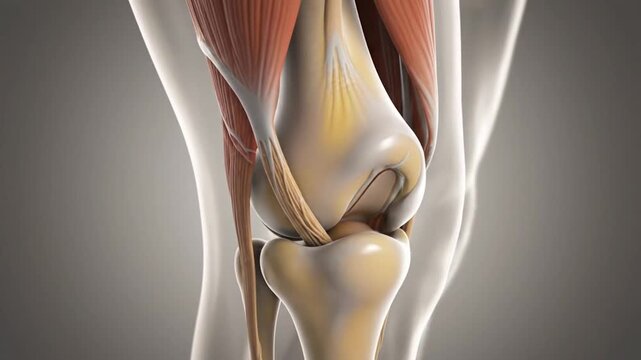 Anatomy of the Human Knee Joint and ACL Injury Medical Illustration