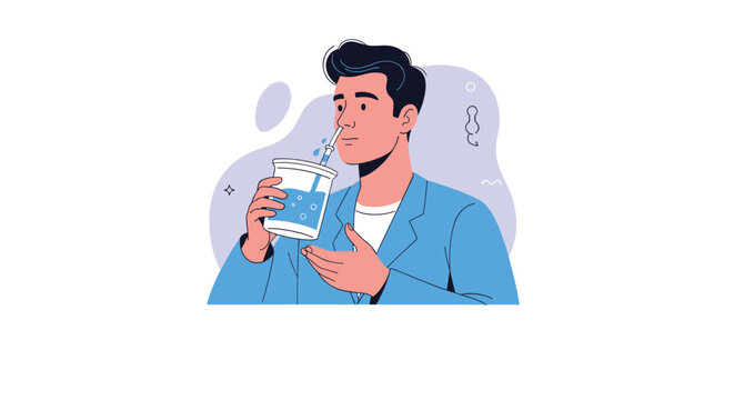 Man performing a nasal rinse with a neti pot or saline solution to clear his sinuses for health and hygiene.