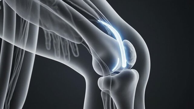 Human Knee Anatomy and Highlighted ACL Injury Concept