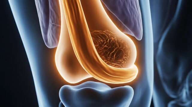 3D Illustration of Human Knee Highlighting ACL Injury Area