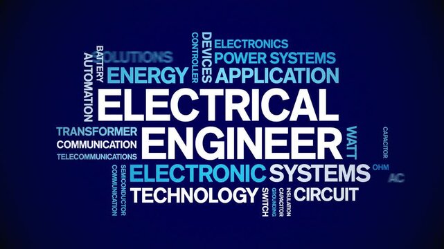 Electrical Engineer animated word cloud-text design animation tag kinetic typography seamless loop.