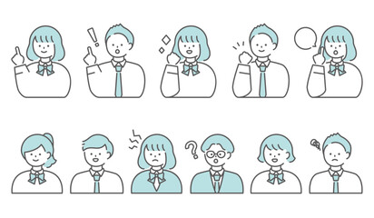 Fototapeta premium 学生制服人物イラスト 男女セット 上半身 