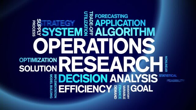 Operations Research animated word cloud-text design animation tag kinetic typography seamless loop.
