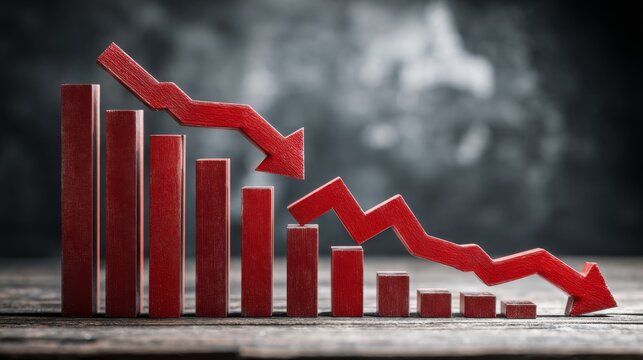 Red Arrow Graph Depicting Decline in Business Performance Trends
